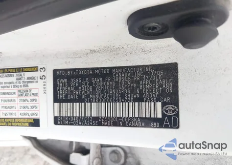 2006 Toyota Corolla S из США, поврежденный, VIN 2T1BR30E66C594720